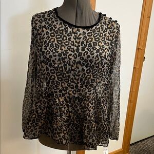 Massini Leopard Print Sheer Blouse